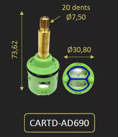 CARTOUCHE POUR LA DOUCHETTE A MAIN DU ADCN690TH - PAINI R&eacute;f. CARTD-AD690