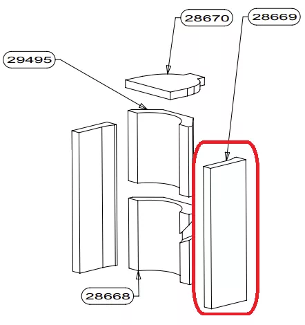 Cot� r�fractaire (droite ou gauche, � l\'unit�) - SUPRA R�f. 28669