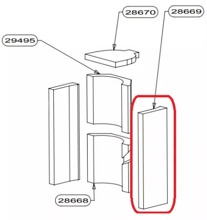 Cot&eacute; r&eacute;fractaire (droite ou gauche, &agrave; l\'unit&eacute;) - SUPRA R&eacute;f. 28669