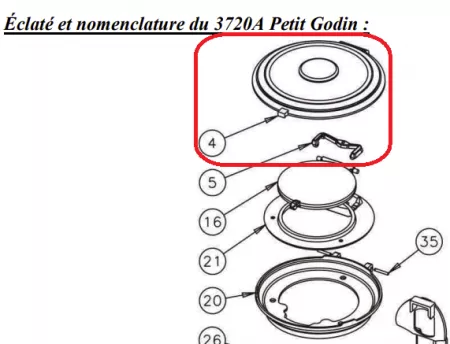 COUVERCLE 2122/3720 VERT MAJOLIQUE - GODIN R&eacute;f. 21201212281