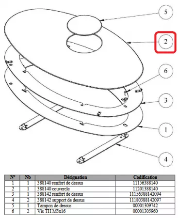 COUVERCLE 388140 - GODIN R&eacute;f. 11201388140