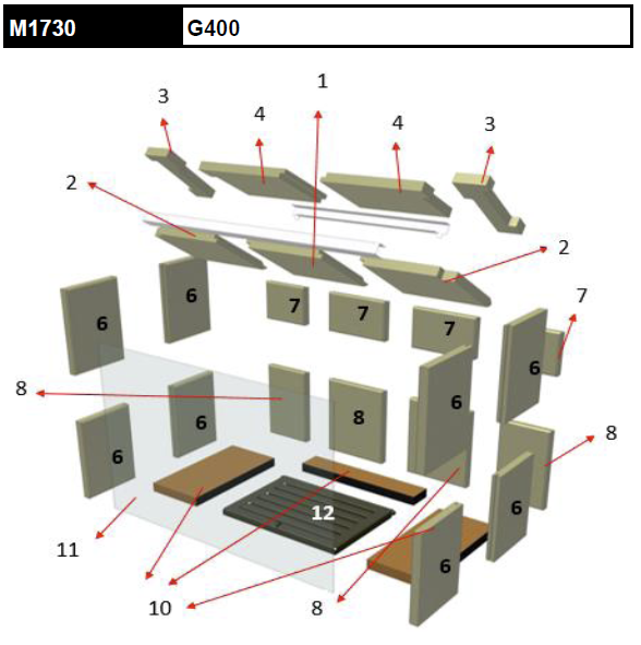 D�flecteur vermiculite arri�re gauche / droite - ROCAL r�f. VRM1730-1
