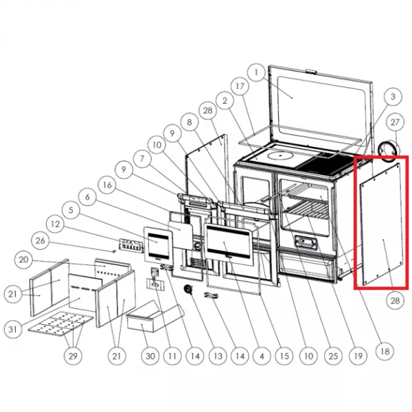 Double paroi lat�rale droite/gauche Inox  - LACUNZA r�f. 501000000424