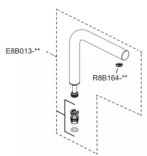 Ensemble bec tube chrom� - Jacob Delafon R�f. E8B013-CP