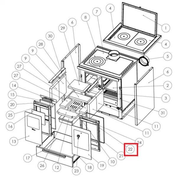 Ensemble cadre de porte de four en inox - LACUNZA r�f. 5015200004