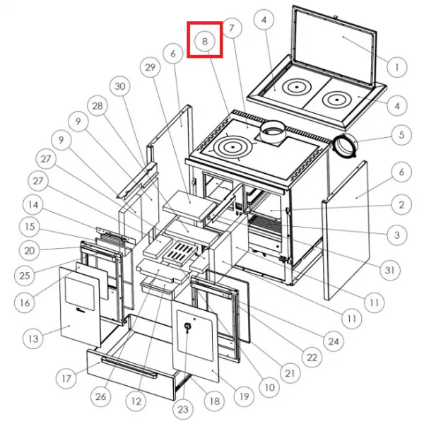 Ensemble soud� : cadre et plan de travail central en inox - LACUNZA r�f. 5015200001
