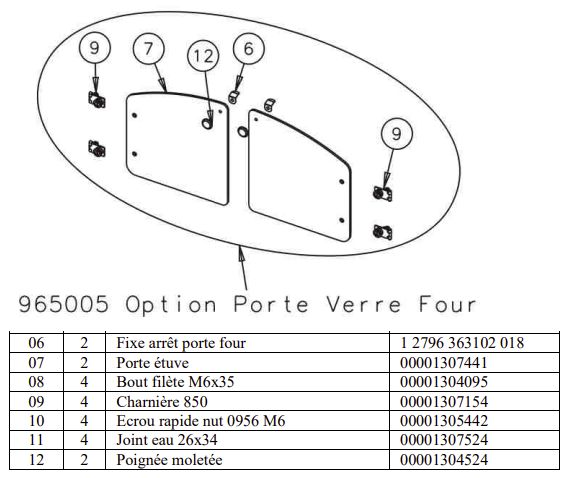 Fixe arr�t porte four (� l\'unit�) - GODIN R�f. 12796363102018