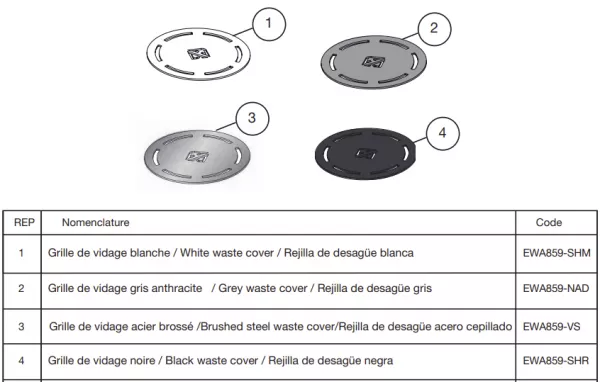 Grille gris anthracite ronde receveur douche Singulier - Jacob Delafon R�f. EWA859-NAD