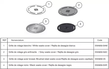 Grille gris anthracite ronde receveur douche Singulier - Jacob Delafon R&eacute;f. EWA859-NAD