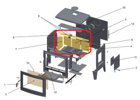 Kit 6 briques foyer po&ecirc;le &agrave; bois Saey Peak (SUIVI)