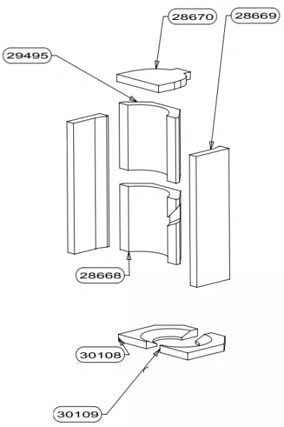 Kit complet 7 briques de foyer pour po�le � granul�s Supra / Richard Le Droff Xiliane