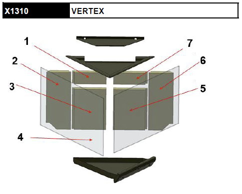Kit complet de 6 briques vermiculite pour po�le chemin�e Rocal Vertex X1310