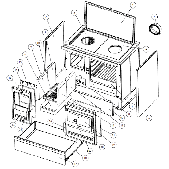 Kit complet de briques de foyer pour cuisini�re Lacunza Etna 7T