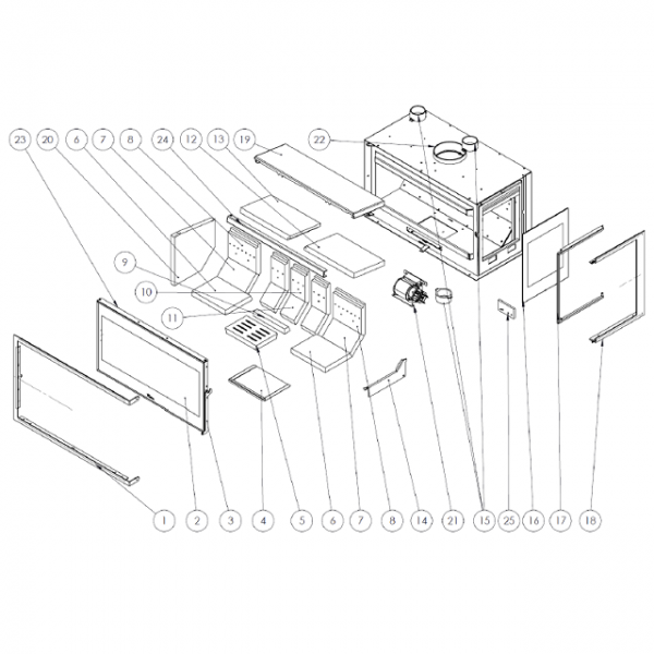 Kit complet de briques de foyer pour po�le Lacunza Adour 800 CLI / CLD