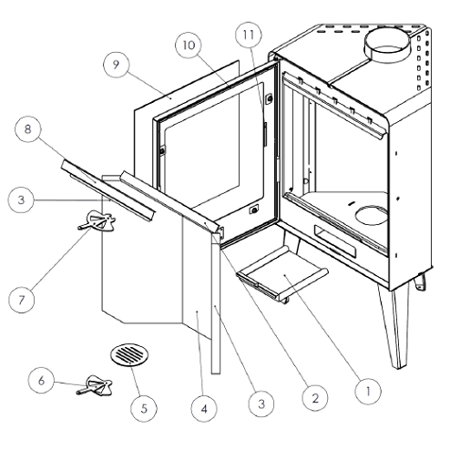 Kit complet de briques de foyer pour po�le Lacunza Atlantic 610R
