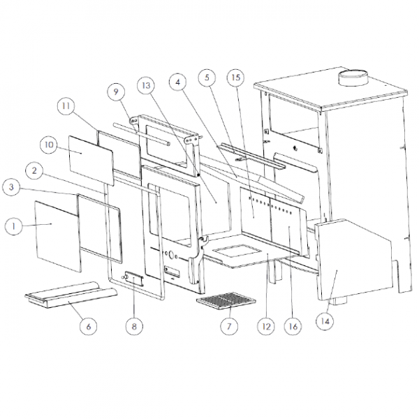 Kit complet de briques de foyer pour po�le Lacunza Azur CH