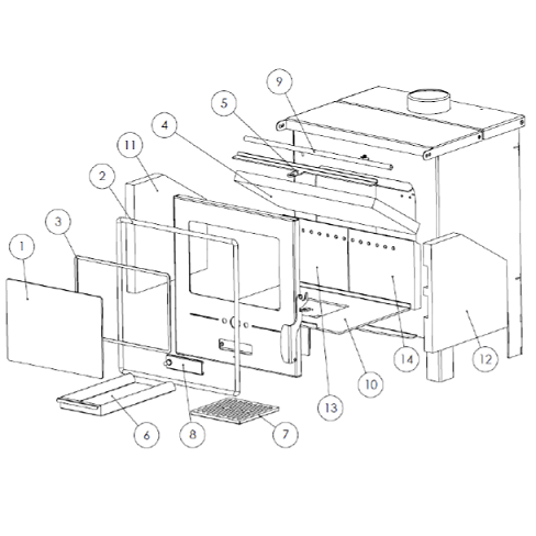 Kit complet de briques de foyer pour po�le Lacunza Azur CP