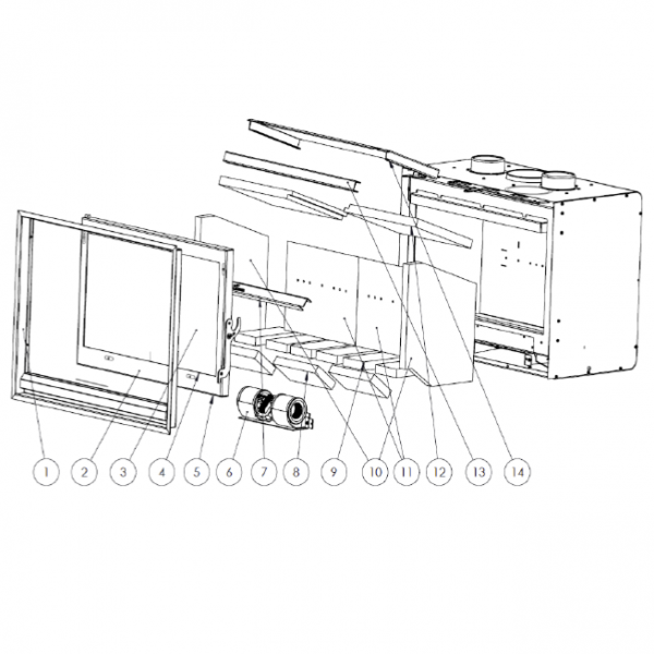 Kit complet de briques de foyer pour po�le Lacunza Baltic / Siena 800