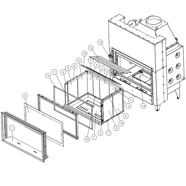 Kit complet de briques de foyer pour po�le Lacunza Inca / Itaca 100 Basic