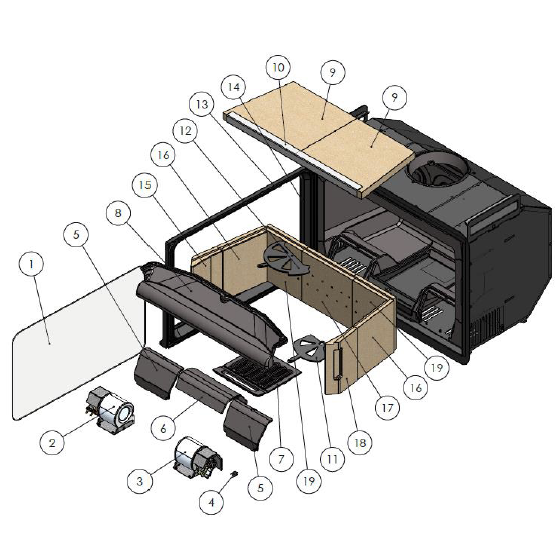 Kit complet de briques de foyer pour po�le Lacunza IV 800