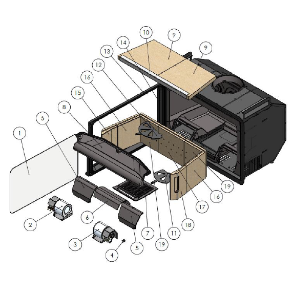 Kit complet de briques de foyer pour po�le Lacunza K2 800