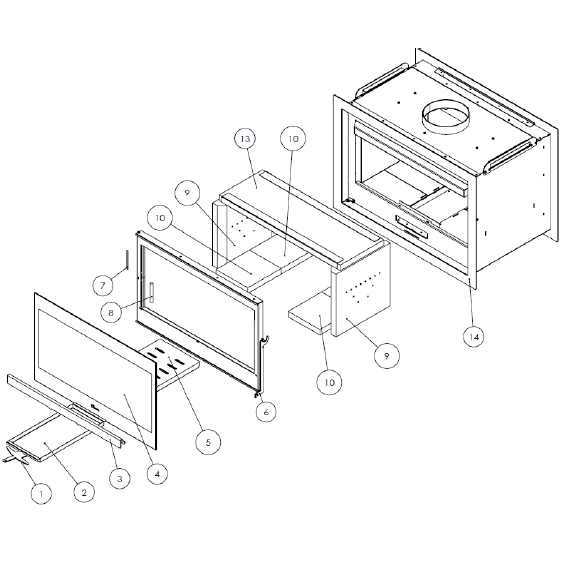 Kit complet de briques de foyer pour po�le Lacunza Nickel 1000