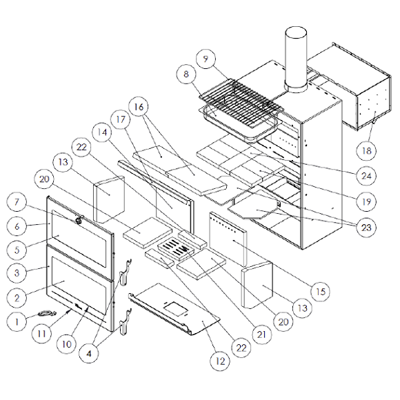 Kit complet de briques de foyer pour po�le Lacunza Oslo