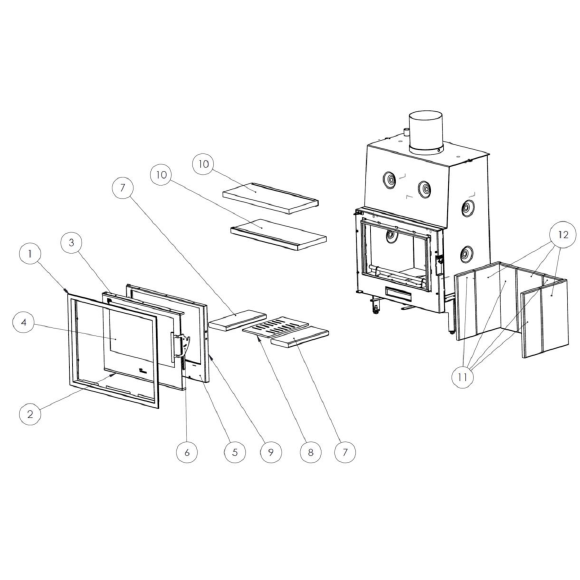 Kit complet de briques de foyer pour po�le Lacunza Otazu