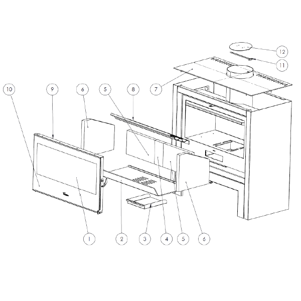 Kit complet de briques de foyer pour po�le Lacunza Platinum 800