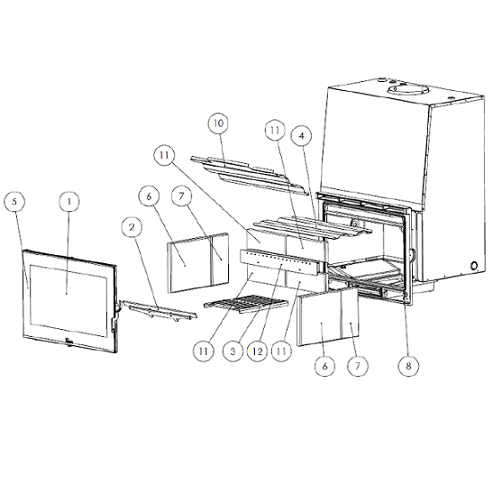 Kit complet de briques de foyer pour po�le Lacunza Sakan 20