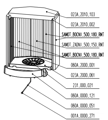 Kit complet foyer (briques + grille) po�le Ofen 7 - LORFLAM / OFEN R�f. 060A2000001
