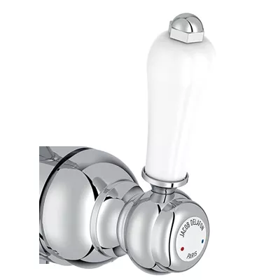 Kit poign&eacute;e blanche et chrom&eacute;e - Jacob Delafon R&eacute;f. E8B764-CP