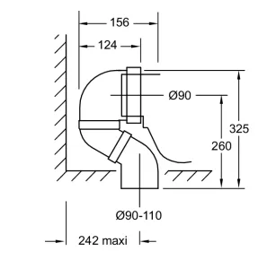 Manchon coud&eacute; raccordement sortie verticale &Oslash;90mm - Jacob Delafon R&eacute;f. E6095-NF