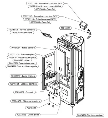Panneau de commande complet Pop 8 - Thermorossi R&eacute;f. 70027102