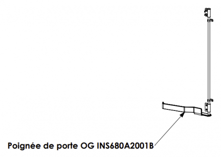 Poignée de porte ouverture gauche XP68 microbillée (vis /entretoise) - LORFLAM / OFEN Réf.INS680A2001B