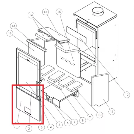 Porte compl&egrave;te pour compartiment &agrave; bois  - LACUNZA r&eacute;f. 5021110004