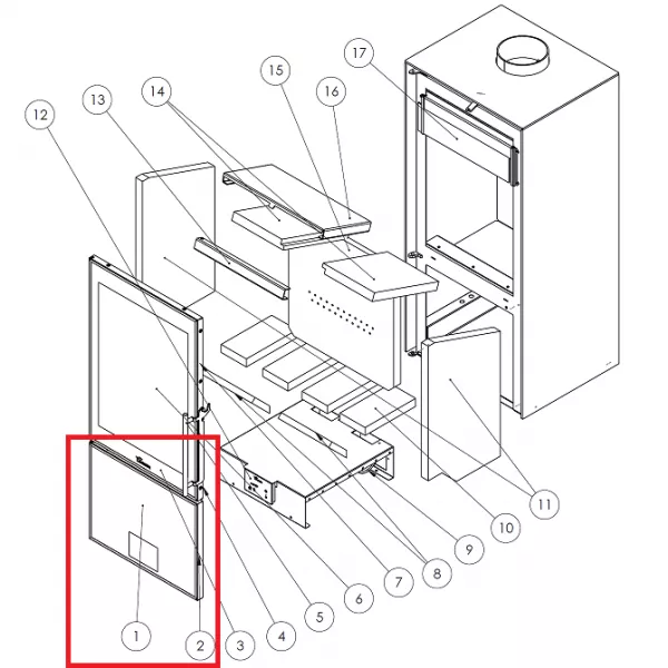 Porte compl�te pour compartiment � bois - LACUNZA r�f. 5021110001