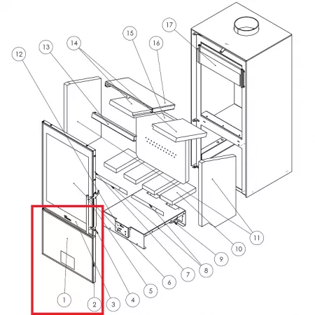 Porte compl&egrave;te pour compartiment &agrave; bois - LACUNZA r&eacute;f. 5021110001