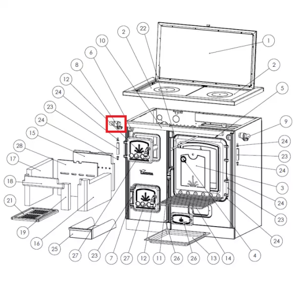 Support de barre gauche chrom� - LACUNZA r�f. 501000000258