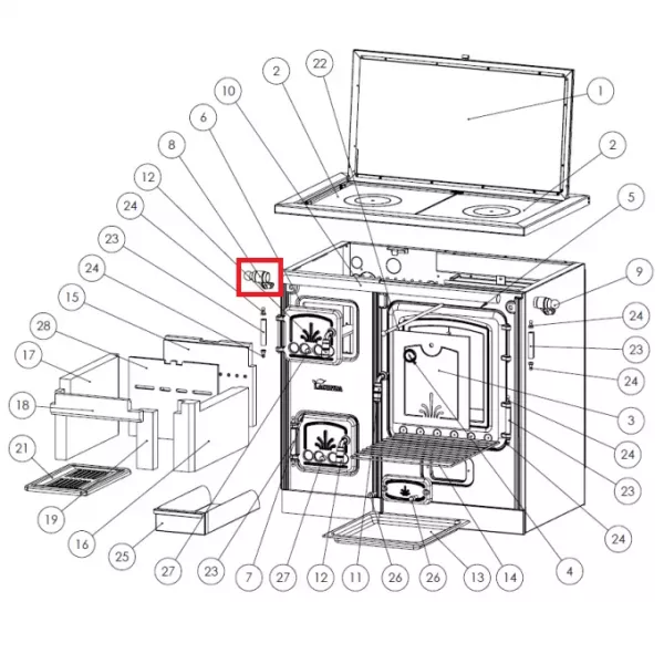 Support de barre gauche chrom� - LACUNZA r�f. 501000000258