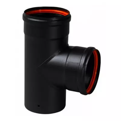 T� EQ 90� avec 2 joints fibre �80 noir mat - TEN 346449 (STOCK)