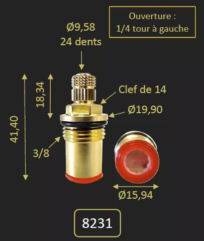 TETE CERAMIQUE 1/4 DE TOUR POUR 16000FL OU 16500FL - PAINI R�f. 8231