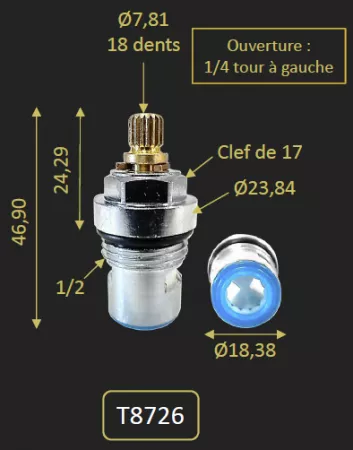 T&ecirc;te c&eacute;ramique au bout du bec du FHCR8726 - PAINI R&eacute;f. T8726