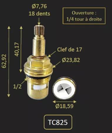 T&ecirc;te c&eacute;ramique du 909CR825 - PAINI R&eacute;f. TC825