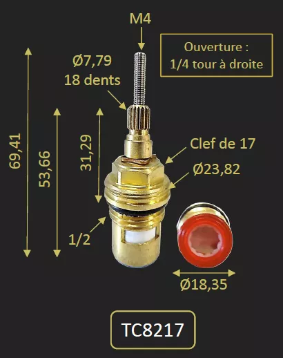 TETE CERAMIQUE EAU CHAUDE FHCR8217 FHCR8517 FHCR8417 FHCR8117 - PAINI R�f. TC8217