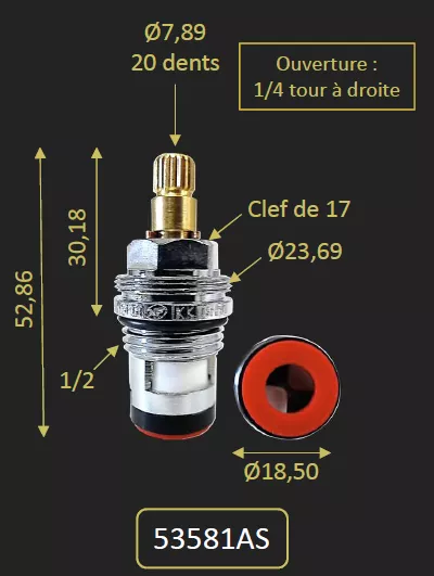 TETE CERAMIQUE EAU CHAUDE POUR 88207A 79000A - PAINI R�f. 53581AS