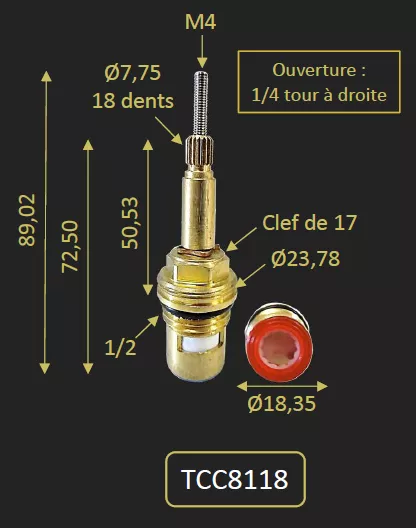 TETE CERAMIQUE EAU CHAUDE POUR FHCR8118A FHCR8119 - PAINI R�f. TCC8118