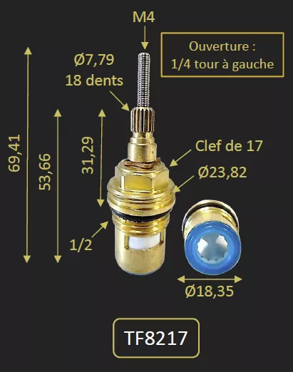 TETE CERAMIQUE EAU FROIDE FHCR8217 FHCR8517 FHCR8417 FHCR8117 - PAINI R�f. TF8217