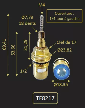 TETE CERAMIQUE EAU FROIDE FHCR8217 FHCR8517 FHCR8417 FHCR8117 - PAINI R&eacute;f. TF8217
