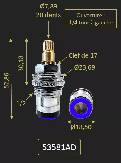 TETE CERAMIQUE EAU FROIDE POUR 88207A 79000A - PAINI R�f. 53581AD